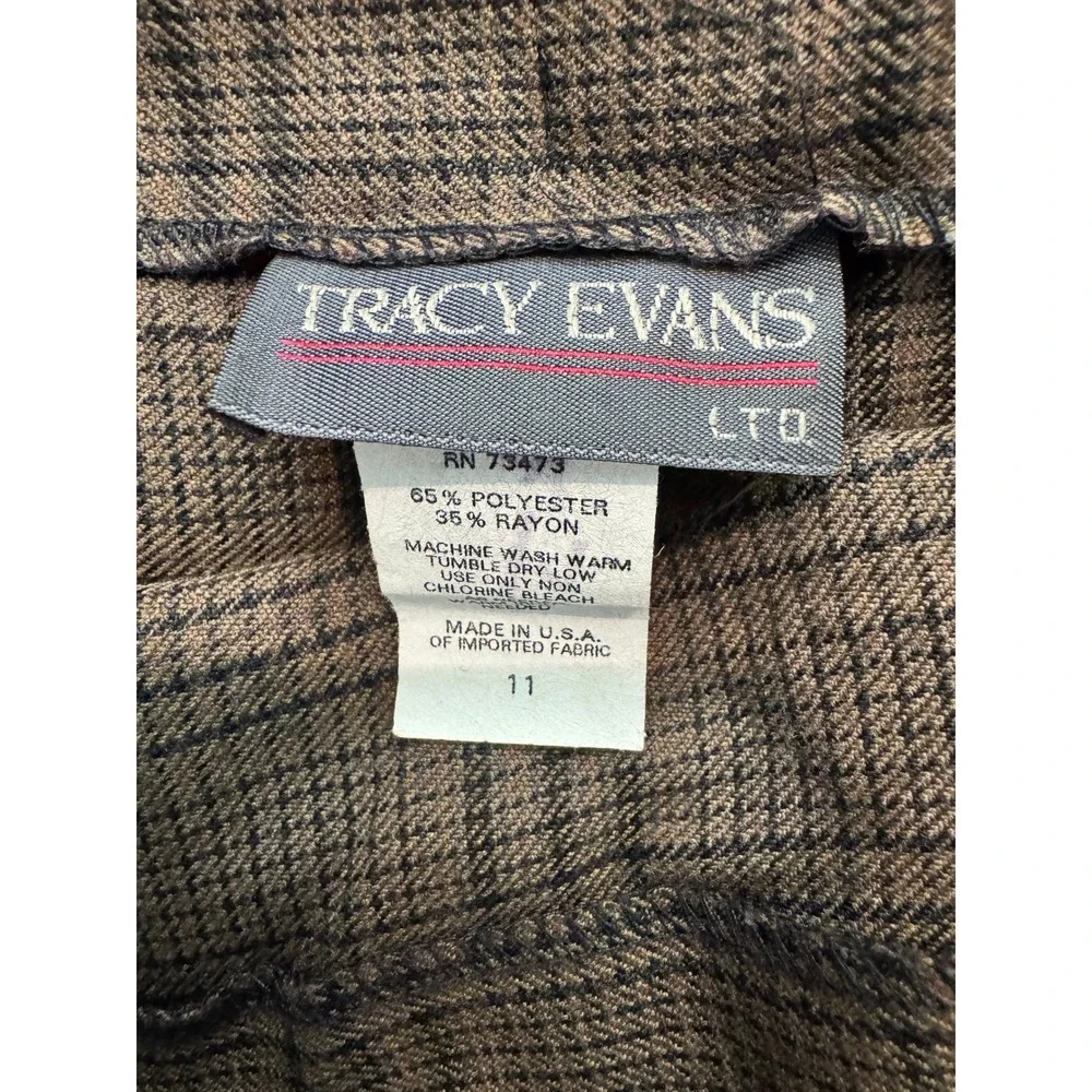 Vintage Tracy Evans Womens Brown Plaid Pleated Mini Skirt SZ 11 Heritage Preppy - Picture 4 of 10
